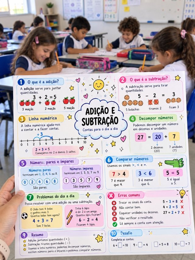 Professora Carla Mendes com mapa mental impresso em sala de aula